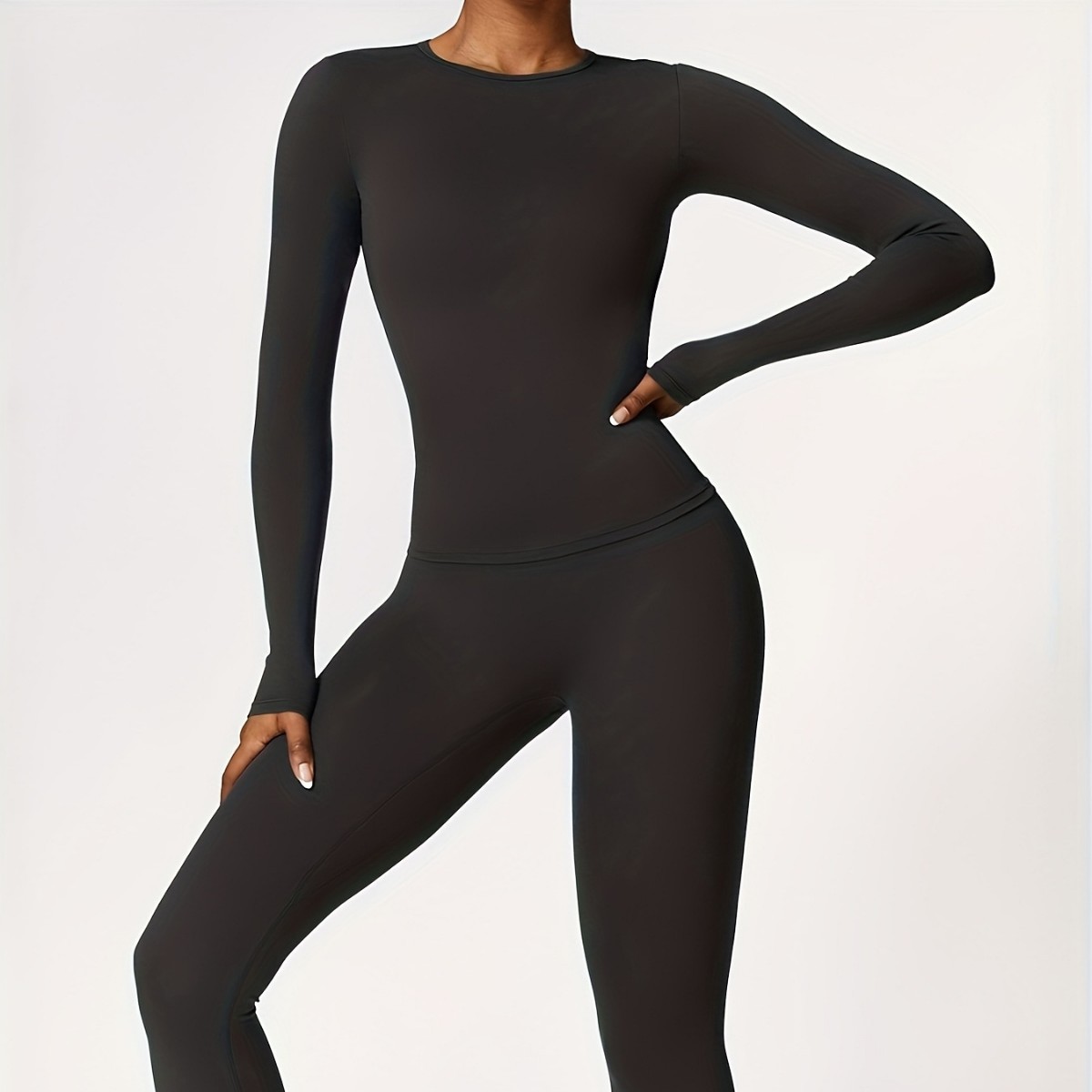 Winter Clothing For Women - Setelan yoga ketat lengan panjang untuk