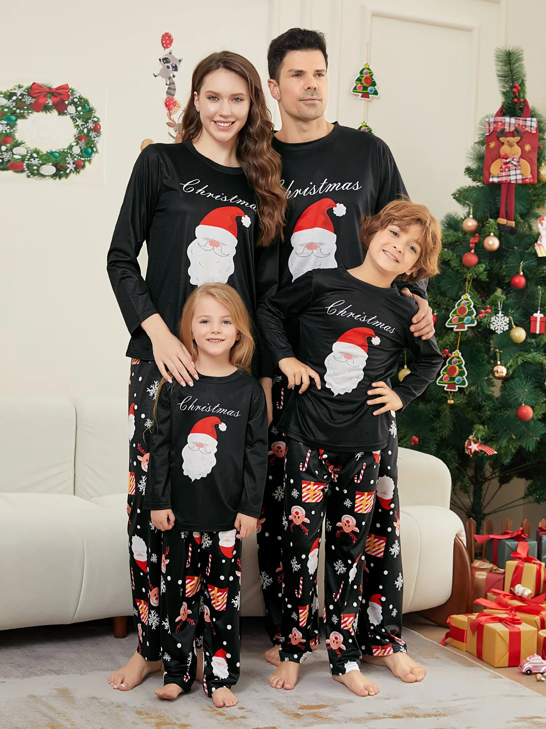 Winter Clothing Looks - Set pakaian anak-anak dewasa gambar Santa
