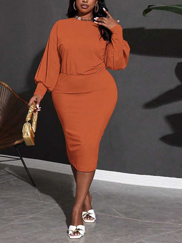 Winter Clothing Plus Size - Gaun keluar oranye Solid untuk wanita,