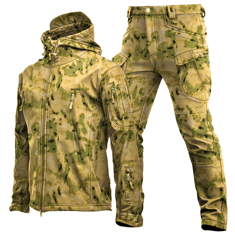 Windproof Jacket Softshell - Setelan Kamuflase Pria Musim Dingin Tebal