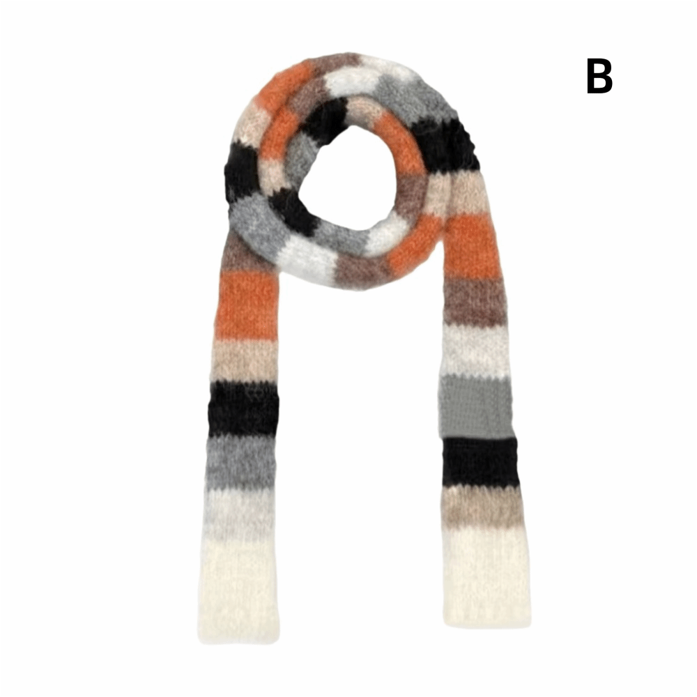 Winter Clothing Looks - Syal Rajut Bergaris Gaya Y2K, Aksesoris