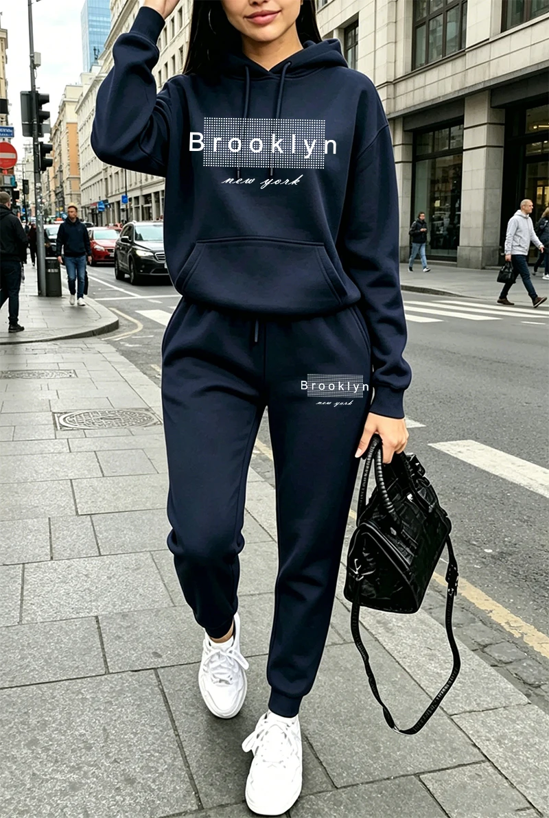Winter Clothing For Women - Setelan Olahraga Wanita, Hoodie Kasual Bermotif,