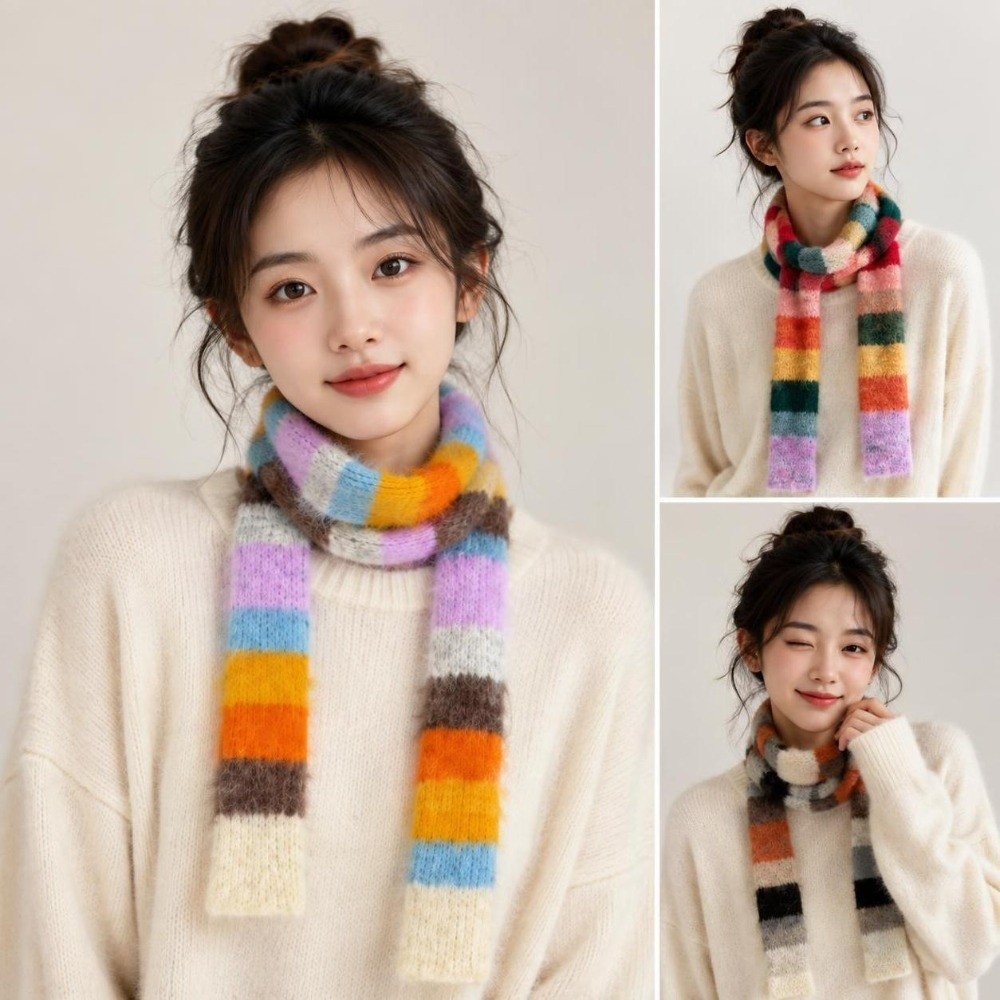 Winter Clothing Looks - Syal Rajut Bergaris Gaya Y2K Tampilan