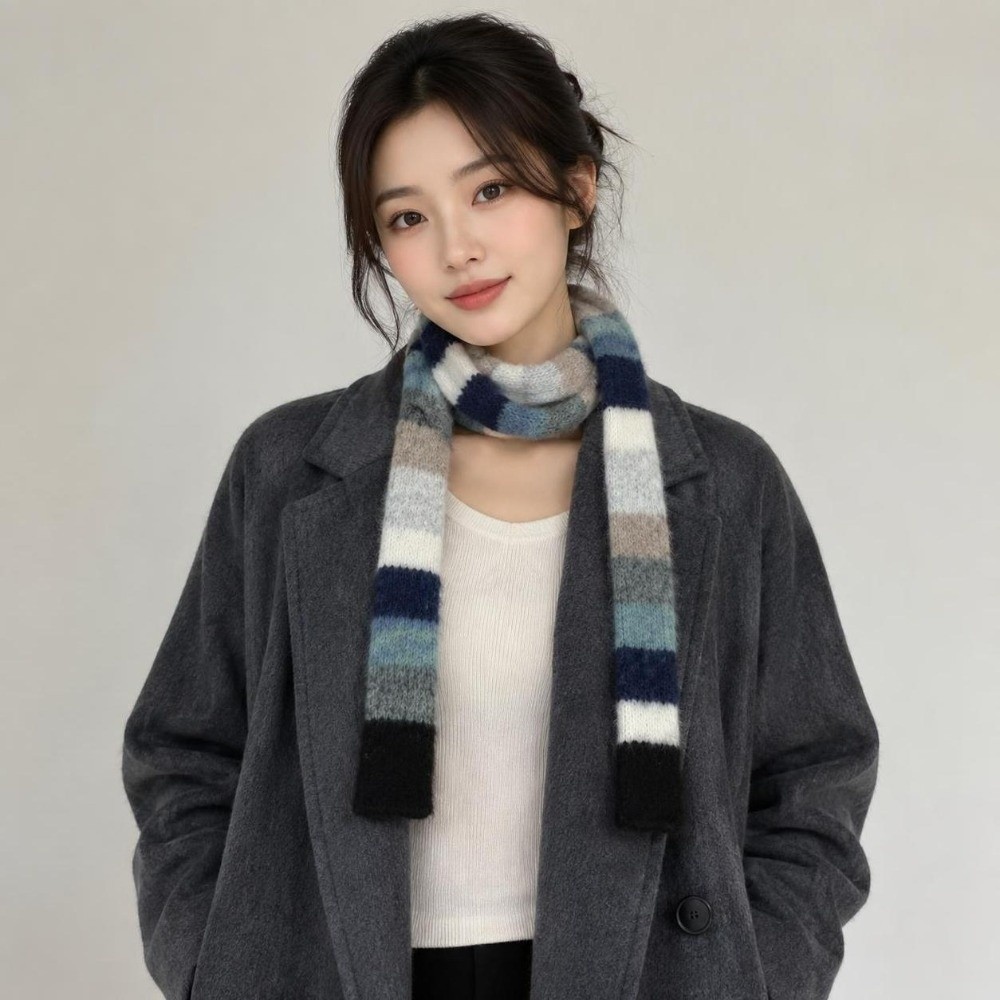 Syal Rajut Bergaris Gaya Y2K,  - Winter Clothing Looks ulasan dan harga