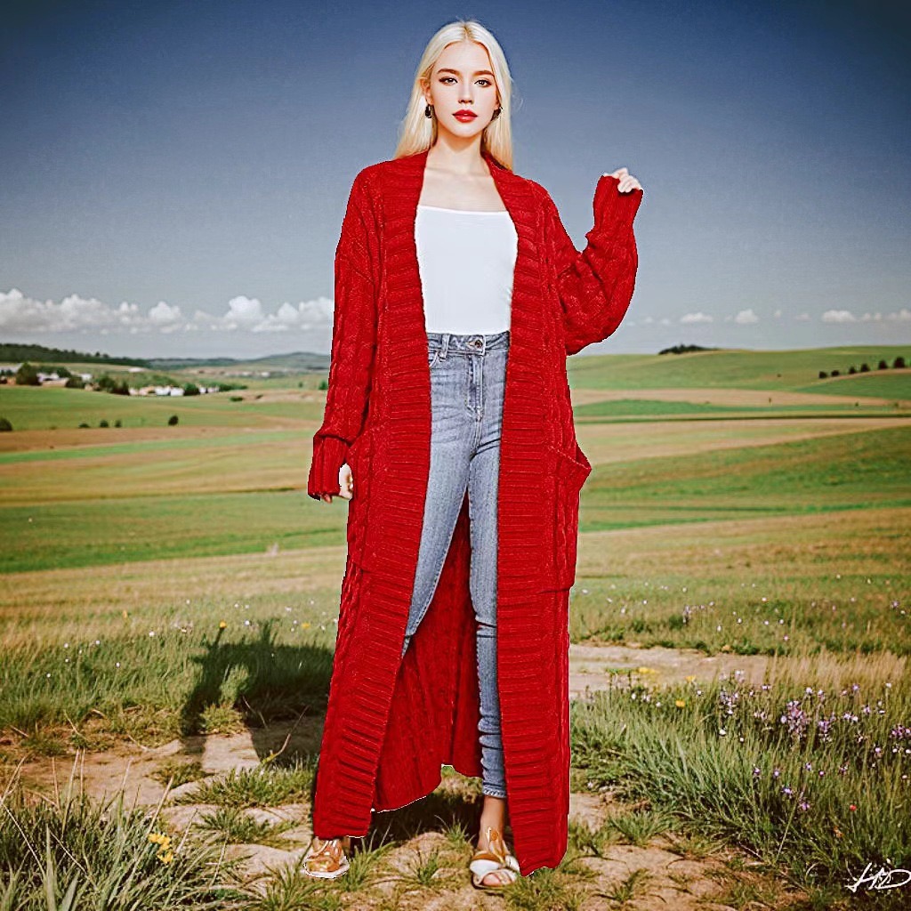 Kardigan panjang wanita dengan - Winter Clothing For Women ulasan dan harga