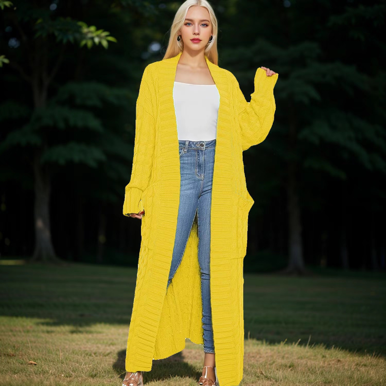 Kardigan panjang wanita dengan - Winter Clothing For Women ulasan dan harga