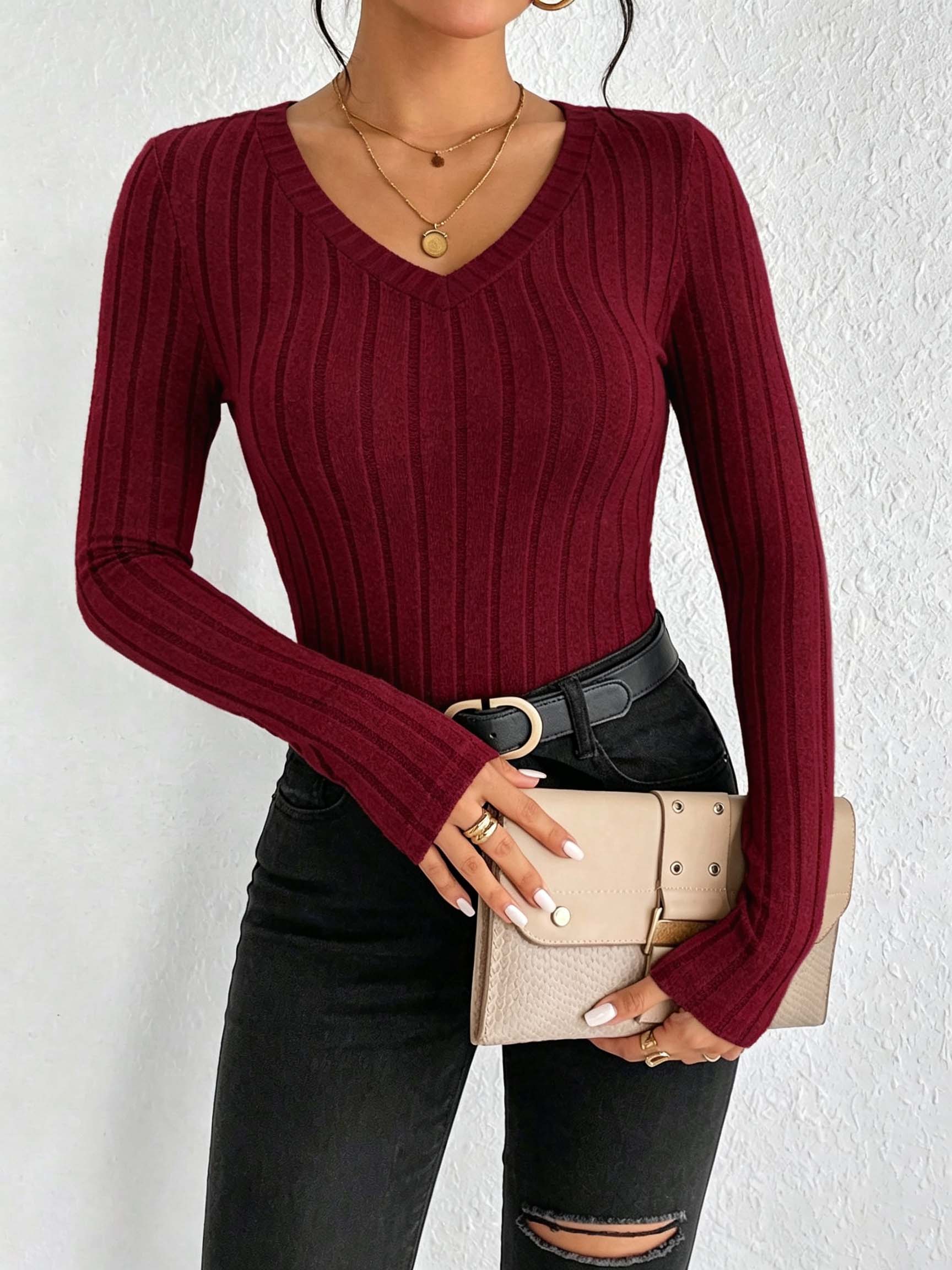 Atasan Rajut Wanita Model V-Ne - Winter Clothing For Women ulasan dan harga