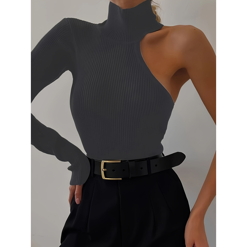 Bodysuit Rajut Rib Asimetris S - Winter Clothing For Women ulasan dan harga